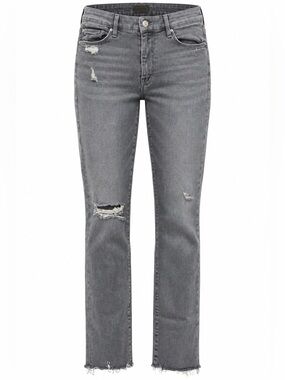 MOTHER The Looker Gray Distressed Raw Hem Jeans Size 26